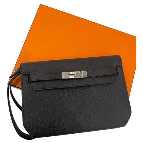 hermes black clutch